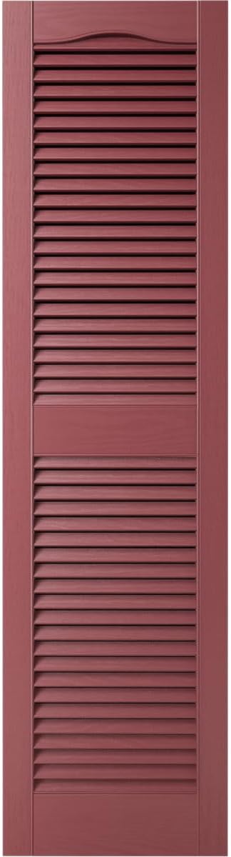 Ekena Millwork Lifetime Vinyl LL1S12X07500WN Standard Cathedral Top Center Mullion, Open Louver Vinyl Shutters, w/Installation Shutter-Lok's & Matching Screws (Per Pair), 12"W x 75"H, Wineberry