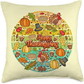 Thankful Pumpkin Pie Turkey Fall Autumn Happy Thanksgiving Throw Pillow by Unknown
