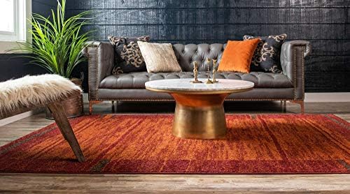 Unique Loom Autumn Collection Modern Contemporary Casual Abstract Area Rug (Terracotta/ Burgundy Border, 5 x 8 ft Rectangular) - Image 3