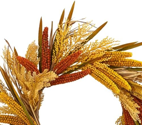 Nearly Natural 25 in Autumn Sorghum Harvest Artificial Fall Wreath - Image 4
