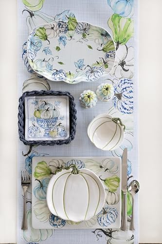 Boston International Cotton Table Runner Dining Room Tabletop Decorations for Home and Tablescapes, 72" x 13", Chinoiserie Pumpkins - Image 2