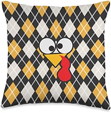 Turkey Geometric Thanksgiving Fall Autumn Aesthetic Throw Pillow by Unknown