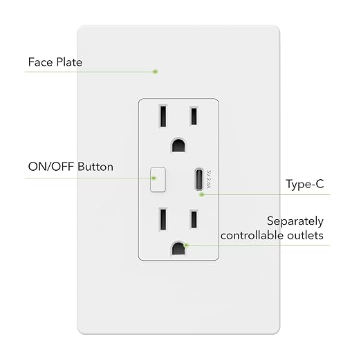 BN-LINK Smart Electrical Outlet with 2 Controlled Plugs and Type-C Charging, in-Wall Smart Wi-Fi Outlet with Voice and APP Remote Control, Compatible with Alexa and Google Assistant, 2.4GHz Wi-Fi Only