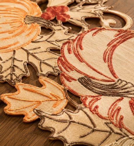 XiaHomeFashions Pumpkin Harvest Cutwork Table Runner, 15 x 54 in, 1 Piece - Image 3