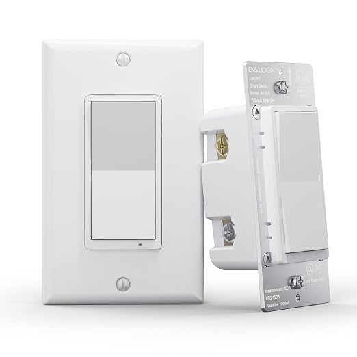 EVA LOGIK Smart On/Off Light Switch, WiFi, Single Pole & 3-Way | Smart on/off switch for single pole & 3-way circuits, app and voice control, 2.4GHz WiFi only, neutral wire required