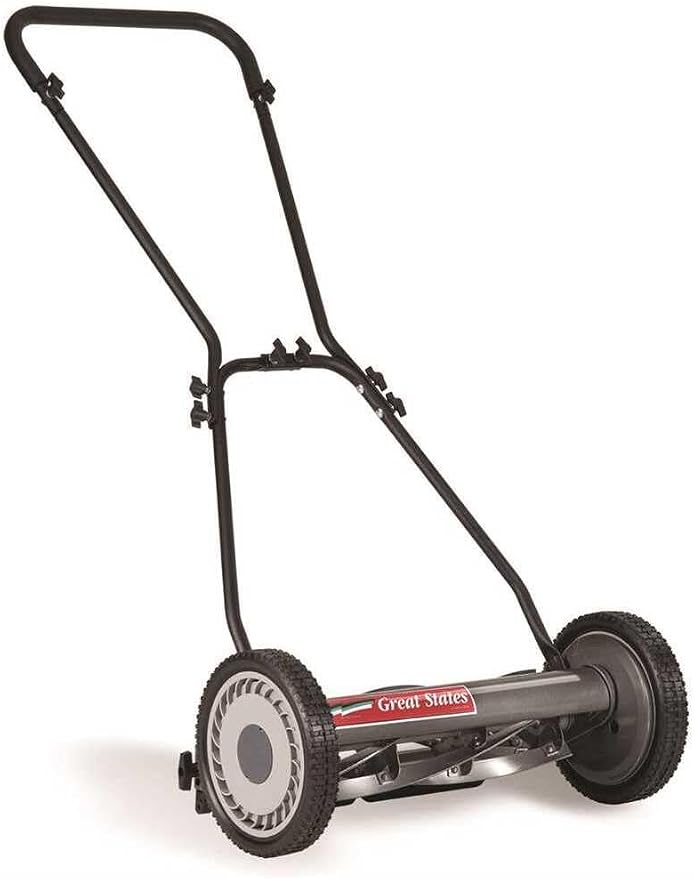 Great States 815-18 18-Inch 5-Blade Push Reel Lawn Mower, Grey