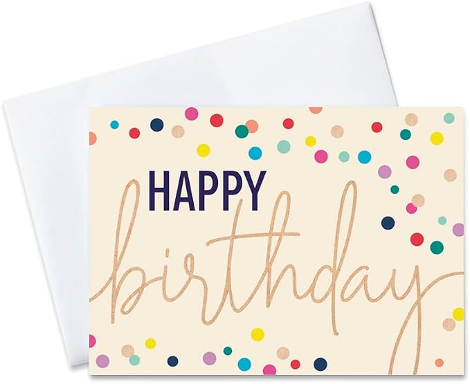 25 Happy Birthday Cards with Envelopes for Business (Pastel Confetti) | Bulk 25 Pack, Birthday Greeting Card Set, 5x7 in, A7, Office, Employees, Work, Coworkers, Clients, Team Members, USA, B2003