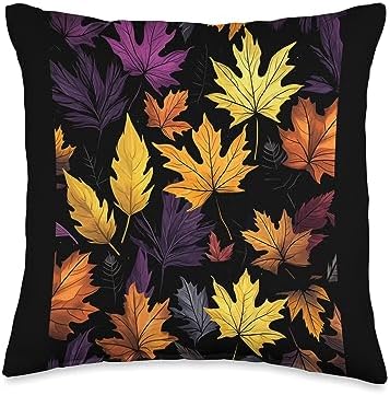Fall Vibes Autumn Season Autumn Leaves Fall Leaf Thanksgiving Aesthetic Throw Pillow, 16x16, Multicolor by Unknown