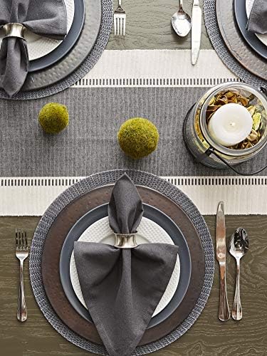 DII Dobby Stripe Table Runner, 13x72, Mineral Gray & Cream Background - Image 5