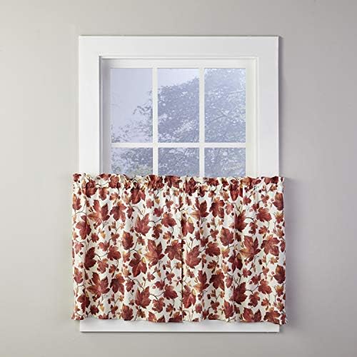 SKL Home Harvest Falling Leaves Curtain Tier Pair, Spice by SKLHomebySaturdayKnightLtd