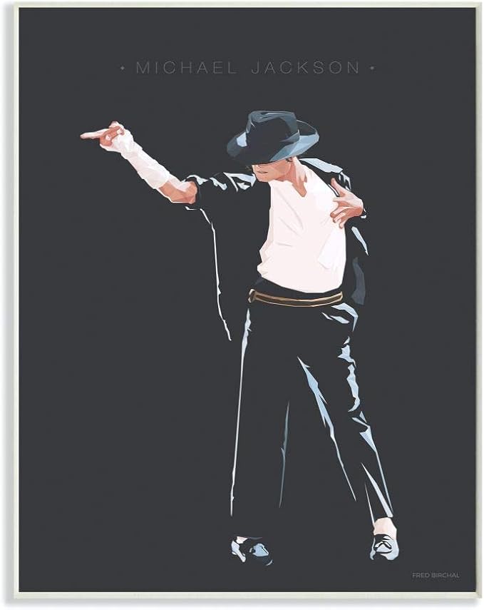 'Michael Jackson Famous People Characters'| Wall Plaque Art | Stupell Industries | 13 x 19 Inches, Easy to Hang and Sturdy, Made in USA, by Fred Birchal