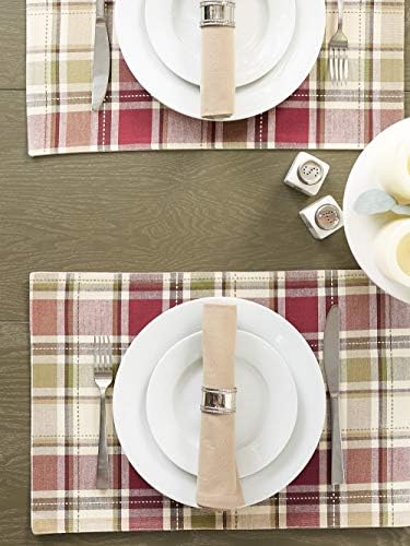 DII Embroidered Fall Plaid Placemats, 13x19 inch, Set of 4 - Image 6