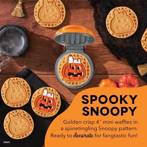 Peanuts x Dash Snoopy Jack-O-Lantern Mini Waffle Maker, Ceramic, Orange - Image 3