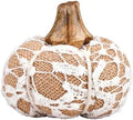 47th & Main Fall Décor Fabric Pumpkin Tabletop Mantel Shelf Thanksgiving Halloween Decorations for Home, Small, Lace Vine by 47thMain