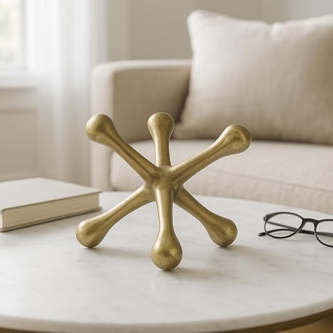 Modern Decorative Sculpture Figurine - Home Accent for Living Room Decor or Bathroom Decor - Elegant Statement Ornament for Shelf or Coffee Table Styling in Office or Any Room - 6", Gold & Metallic