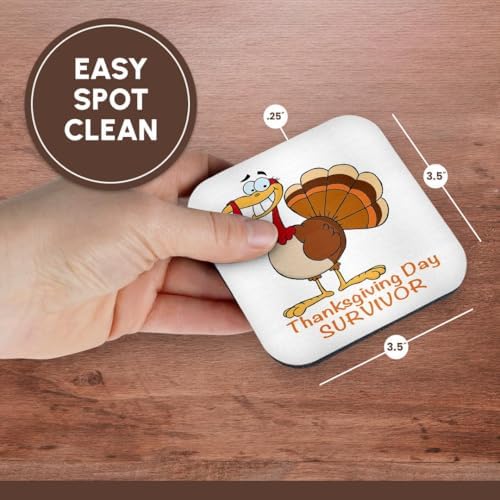 3dRose LLC cst_118709_2 Soft Coasters, "Funny Thanksgiving Day Survivor Turkey", Set of 8 - Image 7