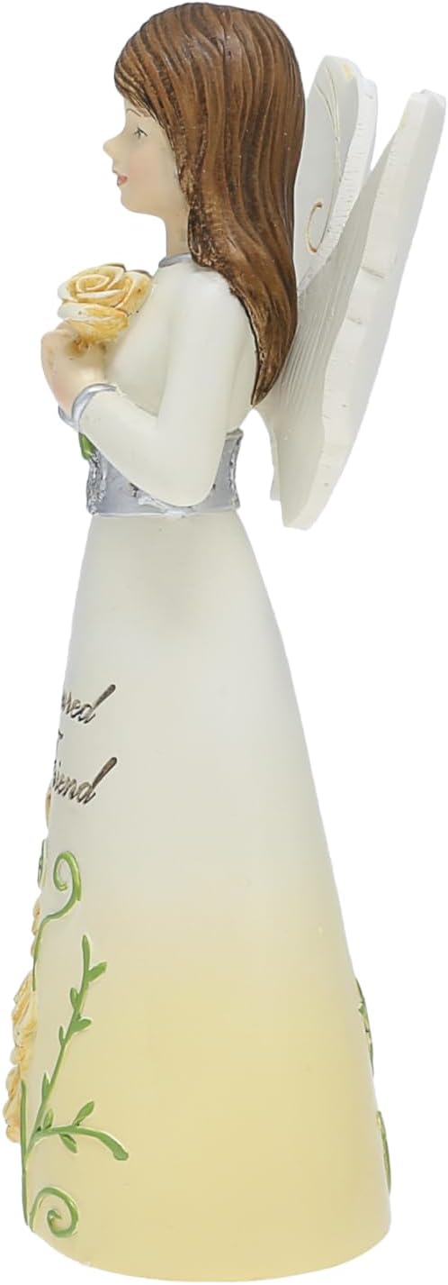 Pavilion Gift Company - Treasured Friend - 5" Angel Figurine Floral Spring Home Decor Bestie BFF Best Friend Present