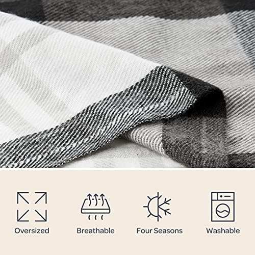 Lavish Home Oversized Throw Blanket for Couch, Gray/White Plaid, 60” x 70” - Image 5
