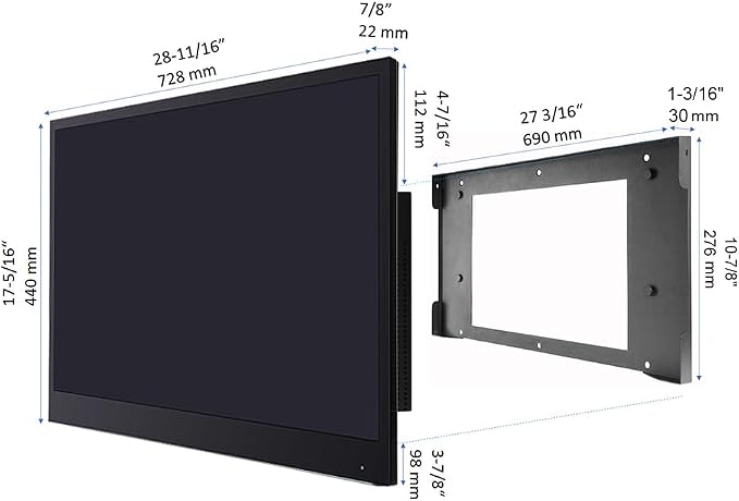 Soulaca 32 inches Black Color Bathroom Smart TV Waterproof IP66 Shower Android TV Bathtub Shower TV Hotel ATSC DTV Tuner SPA New Entertainment DC 12V