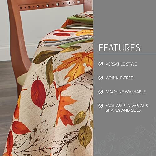 Threadmade Autumn Leaves Fall Printed Tablecloth, Multicolor - 70" W x 70" L Round - Image 3