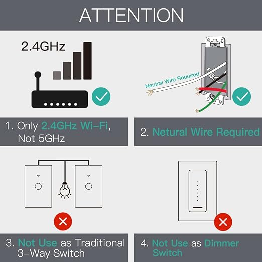 MoesGo WiFi Smart Wall Light Switch,Glass Panel, Multi-Control(3 Way), 2.4GHz Wi-Fi Touch Switches, Neutral Wire Required, Remote Control Smart Life/Tuya App, Work with Alexa, Google Home White 3 Gang