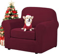 H.VERSAILTEX 2-Pieces Armchair Cover Super Rich Chair Slipcover/Furniture Cover Arm Chair Covers for Chairs, Knitted Jacquard Spandex Chair Cover Stay in Place, Skid Resistance (Chair, Burgundy)