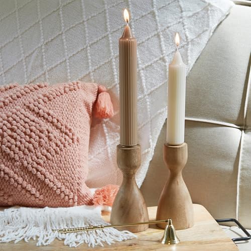 Root Candles 4-Count Unscented Dinner Candles Dripless Beeswax Enhanced Grecian Collenette Boxed Candle Set, 7-Inch, Taupe - Image 3