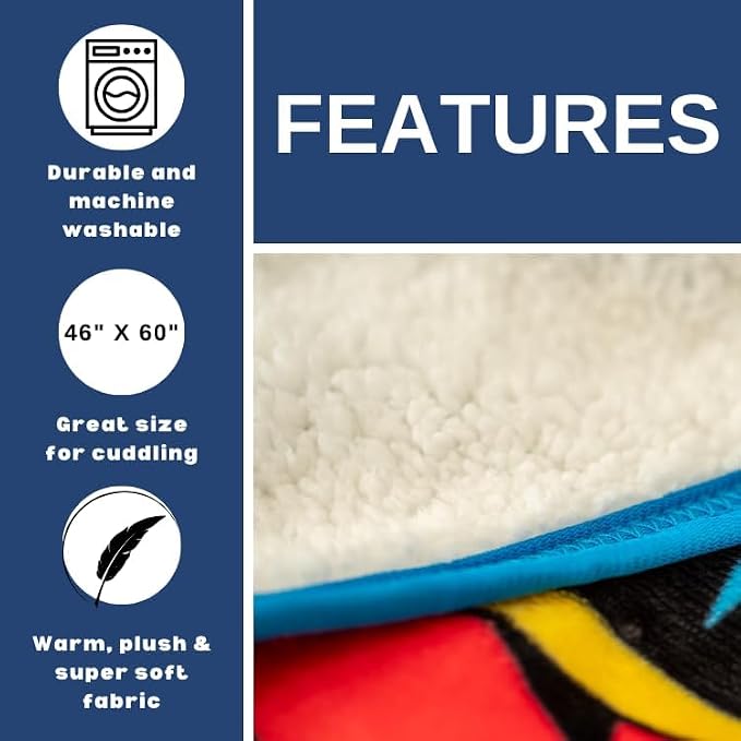 Franco Sonic the Hedgehog Kids Bedding Soft Plush Sherpa Blanket Throw, 50 in x 60 in, (Officially Licensed Product)