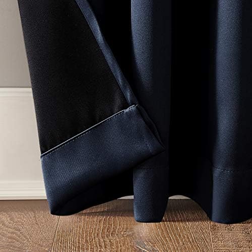Sun Zero Oslo Theater Grade Extreme Total Blackout Rod Pocket Curtain Panel, 52" x 84", Navy Blue