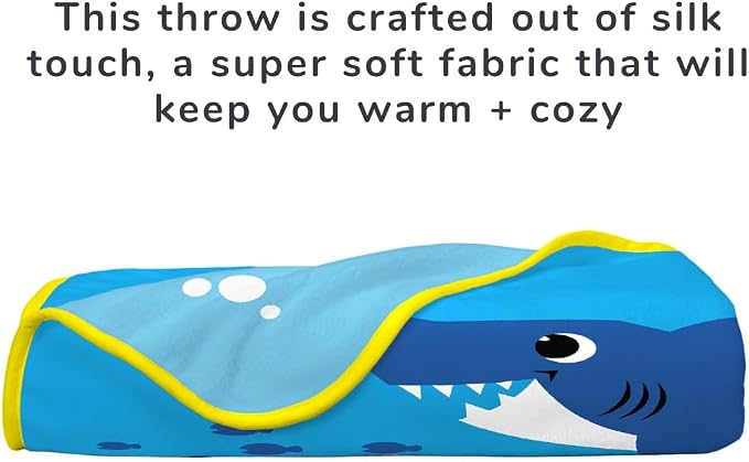 Franco Baby Shark Kids Bedding Super Soft Silk Touch Throw, 40 in x 50 in, (Official Licensed Product) (Pack of 3)