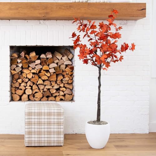 Nearly Natural 5-FT Rustic Autumn Artificial Maple Tree, Faux Fall Décor for Home, Decorations for Fall, Autumn, Thanksgiving, and Halloween with Black Nursery Pot - Image 4