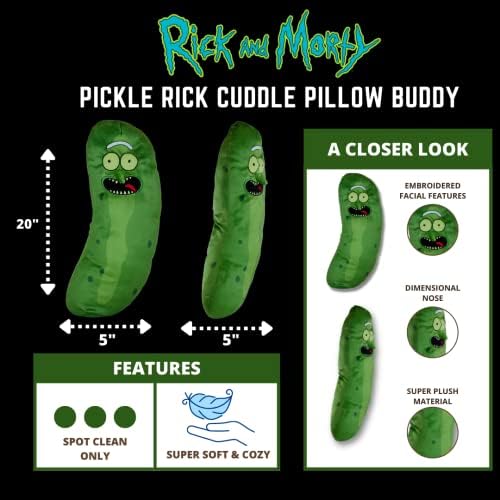 Pickle Rick And Morty Adult Swim Super Soft Plush Cuddle Pillow Buddy, (100% Officially Licensed Product) By Franco Collectibles