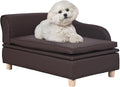 PU Leather Dog Sofa and Chair with Storage - Wooden Frame Cat Sofa Couch with Cushion,Small Pet Bed Sofa for Puppy and Cats (Brown)