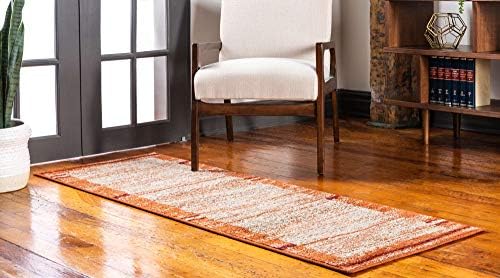 Unique Loom Autumn Collection Modern Contemporary Casual Abstract Area Rug (Beige/ Terracotta Rustic, 2 x 6 ft Runner) - Image 2