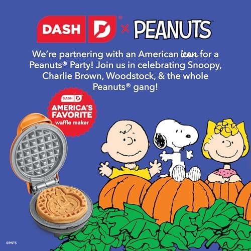 Peanuts x Dash Snoopy Jack-O-Lantern Mini Waffle Maker, Ceramic, Orange - Image 2