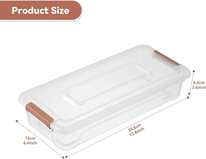 novelinks 4 Quart Clear Plastic Storage Containers with Lids (8 Pack) | Storage Bins with Lids, Stackable Small Clear Bins, Craft Storage Box, Paper Storage, Under Bed Storage Bins, Pencil Box