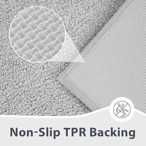 anllugs Bathroom Rugs, 30" x 46" Soft Bath Rugs, Light Grey & Grey