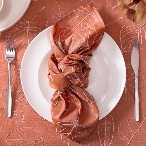 Laura Ashley Set of 6 Raised Embroidered Napkins, Maple Spice - Image 4