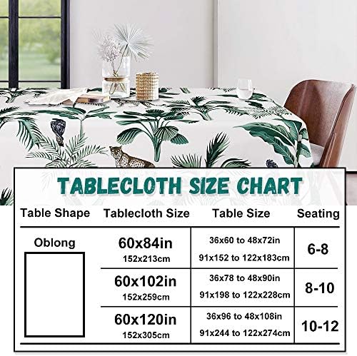 RYB HOME Rectangle Table Cloth Patchwork Colorful - Spillproof Scratch Resistant Tablecloth for 8 Foot Jungle Tablecloth for Tradeshow Family Gatherings Party, 60 x 102, Jungle - Image 6