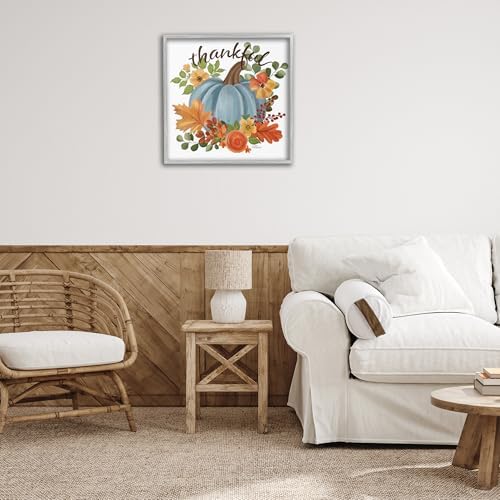 Autumnal Thankful Pumpkin Floral, 24 x 24 Inch Framed Giclée Print - Image 3