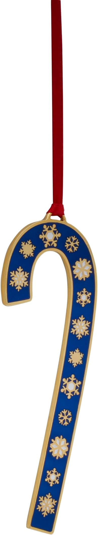 Wallace 2024 Gold-Plated Enamel Candy Cane Ornament 44th Edition - Blue with Gold Snowflakes - Limited Edition Collectible Christmas Tree Ornament with Gift Box
