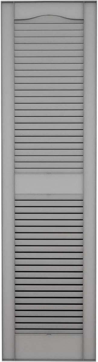 Ekena Millwork Lifetime Vinyl LL1S14X06400PG Standard Cathedral Top Center Mullion, Open Louver Vinyl Shutters, w/Installation Shutter-Lok's & Matching Screws (Per Pair), 14 1/2"W x 64"H, Paintable