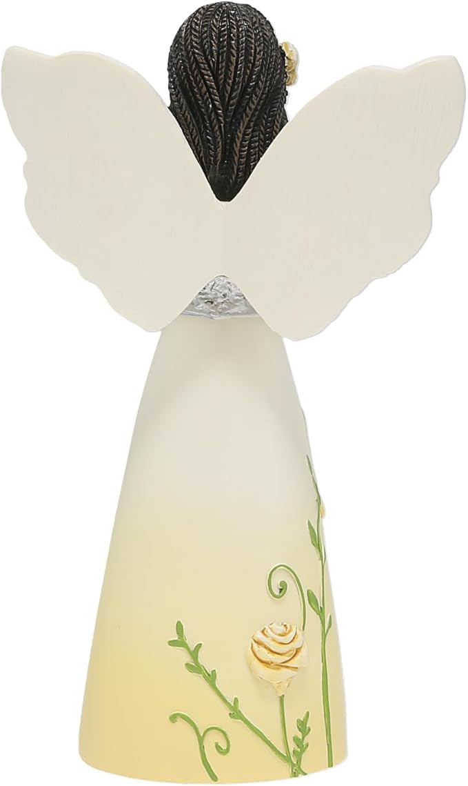 Pavilion Gift Company - Treasured Friend - 5" Ebony African American Angel Figurine Floral Spring Home Decor Bestie BFF Best Friend Present