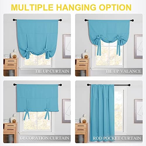 NICETOWN Teal Blue Blackout Balloon Curtains 45 Inches Long for Kitchen - Image 2
