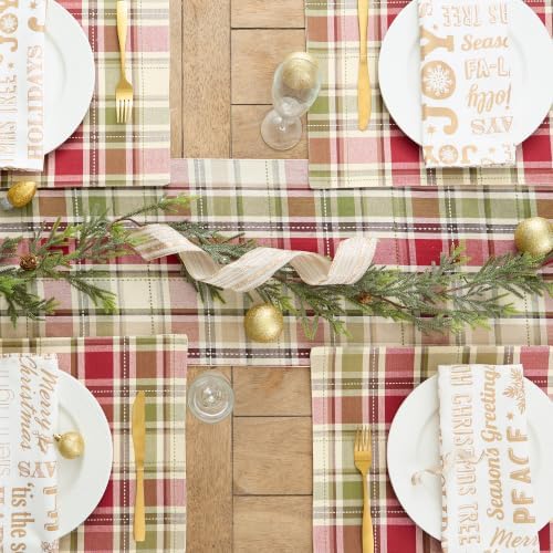 DII Embroidered Fall Plaid Placemats, 13x19 inch, Set of 4 - Image 4
