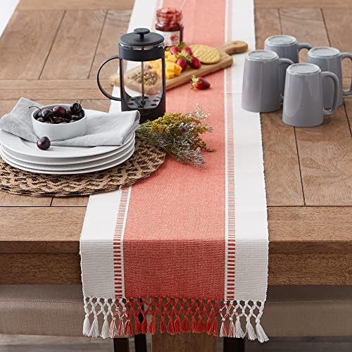 DII Dobby Stripe Table Runner, 13x72 Spice & Cream Background - Image 6