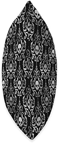 Black and Grey Skulls Elegant Glam Goth Halloween Throw Pillow