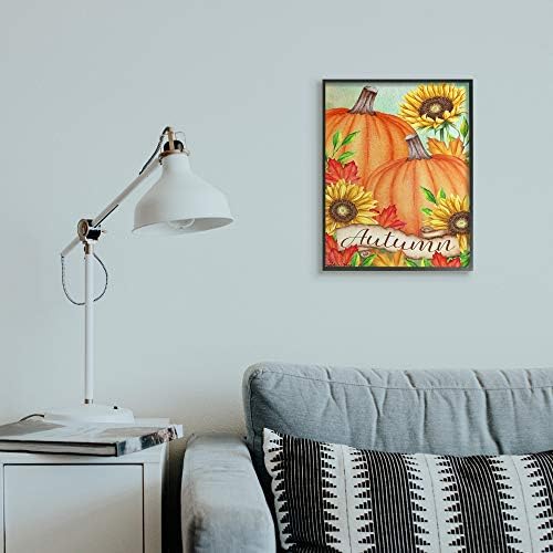Pumpkins Sunflowers Red Leaves Harvest, 16 x 20 Inch Framed Giclée Print - Image 3