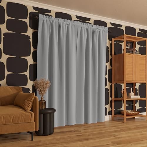Sun Zero Oslo Theater Grade Extreme 100% Total Blackout Rod Pocket Curtain Panel, White, 52" W x 108" L (1 Panel)