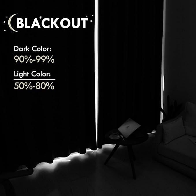 DWCN Blackout Curtains for Living Room Thermal Insulated, Energy Saving & Noise Reducing Bedroom Curtains, Brown, W 70x L 63 Inch, Set of 2 Rod Pocket Curtain Panels